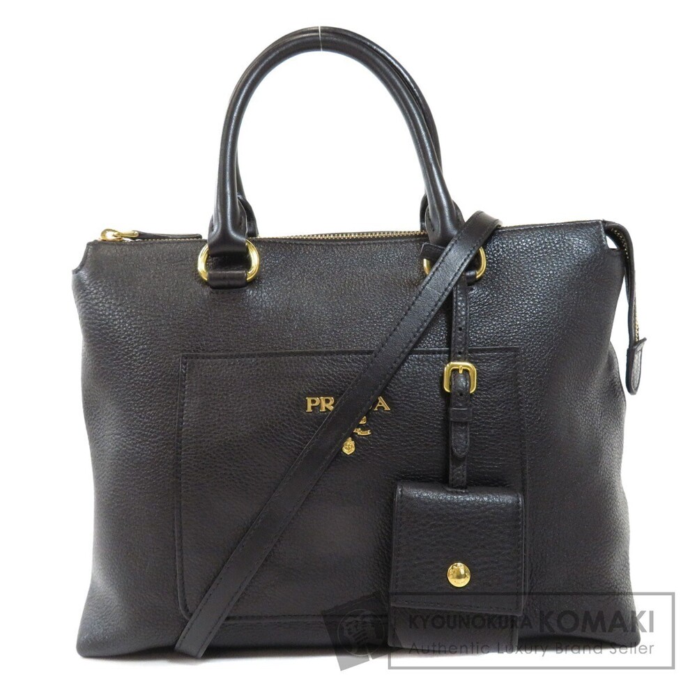 Prada black Vitello Daino leather 2WAY tote bag
